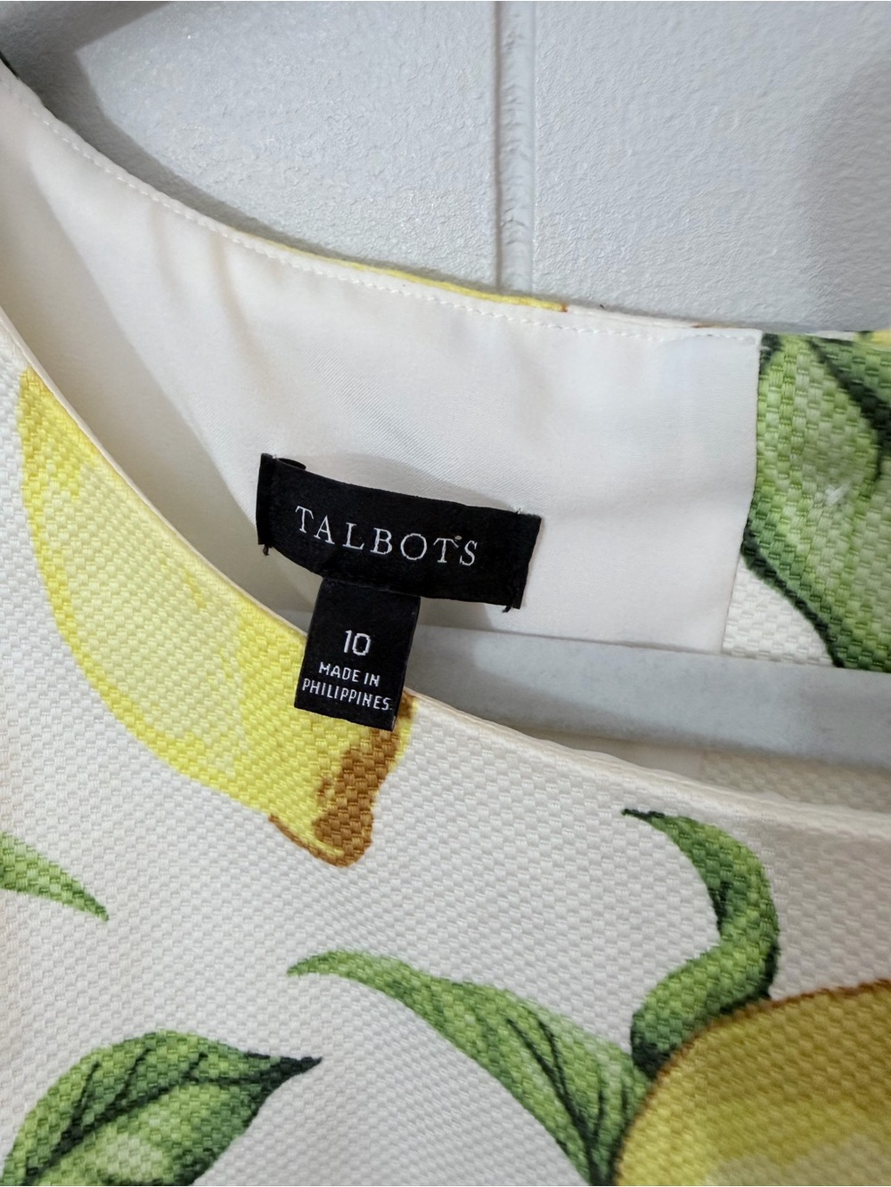 Talbots White Lemon Print Sleeveless Midi Shift Dress Nostalgic Summer Size 10 - Picture 3 of 7